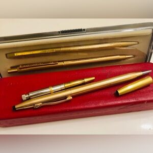 Vtg  Pens and Pencils: 1/20 14k gold filled Cross pencil,Centinnial pen/pencil